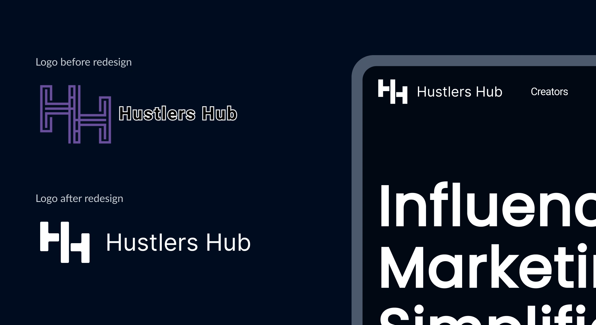 Hustlers Hub logo before and after redesign