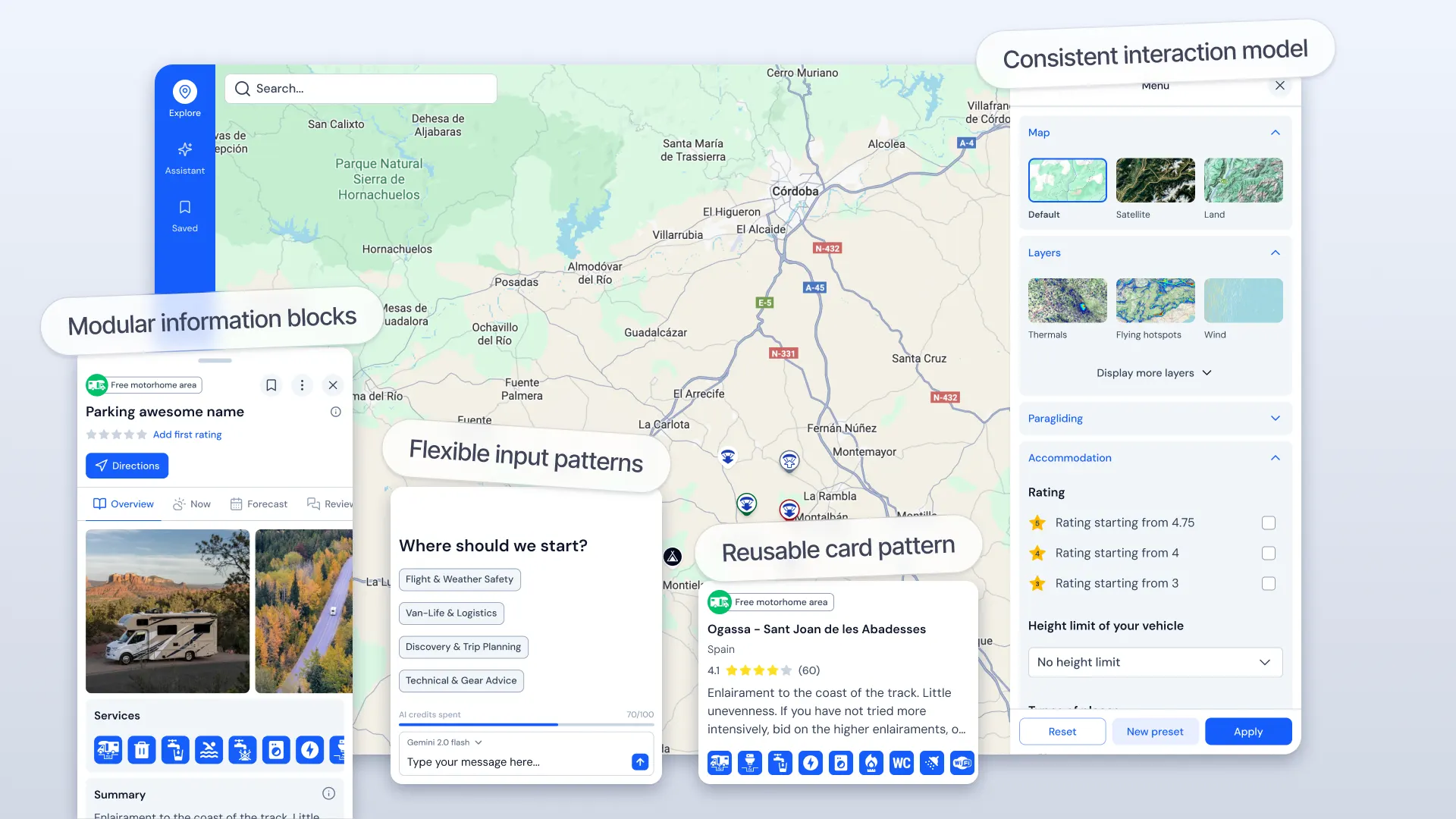 XCmap UI system — modular blocks, reusable cards, flexible inputs, and consistent filters